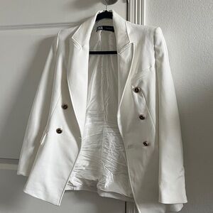 Zara Ivory Double-Breasted Blazer